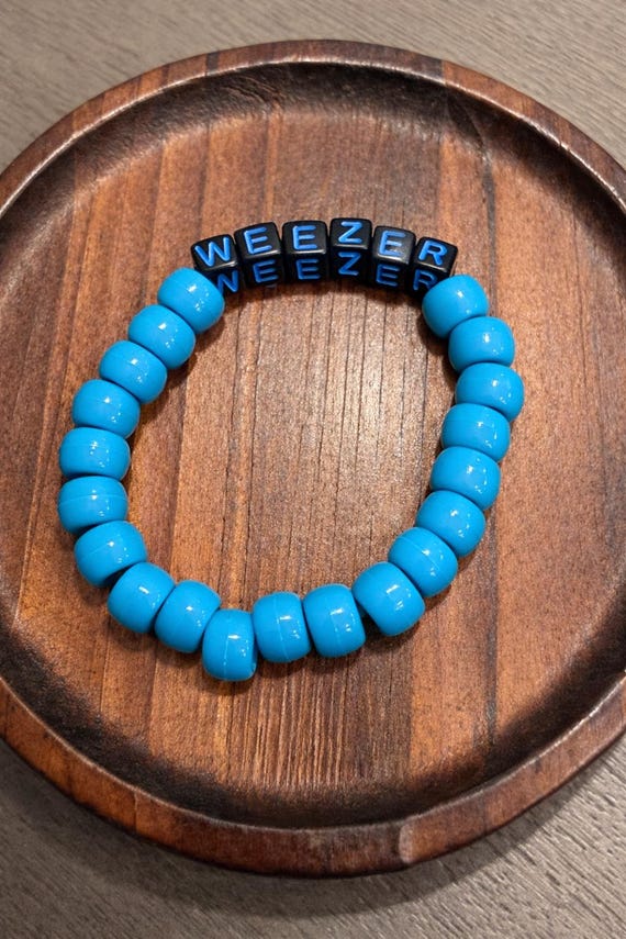 Weezer Inspired Kandi Bracelet | Blue Black Beaded Music Fan Accessory