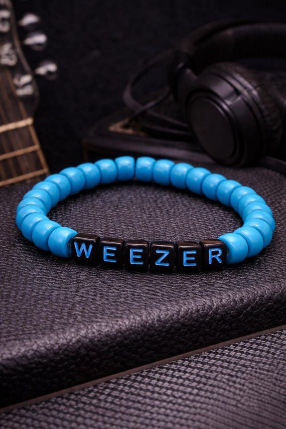 Weezer Inspired Kandi Bracelet | Blue Black Beaded Music Fan Accessory