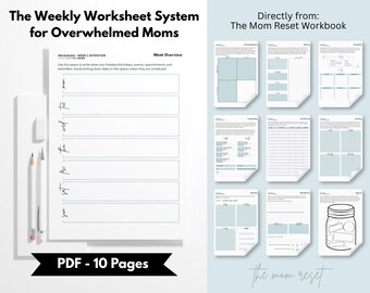 Weekly Worksheets for Moms | The Mom Reset | Digital Worksheets | Simplify & Boost Productivity | Gain Mental Clarity