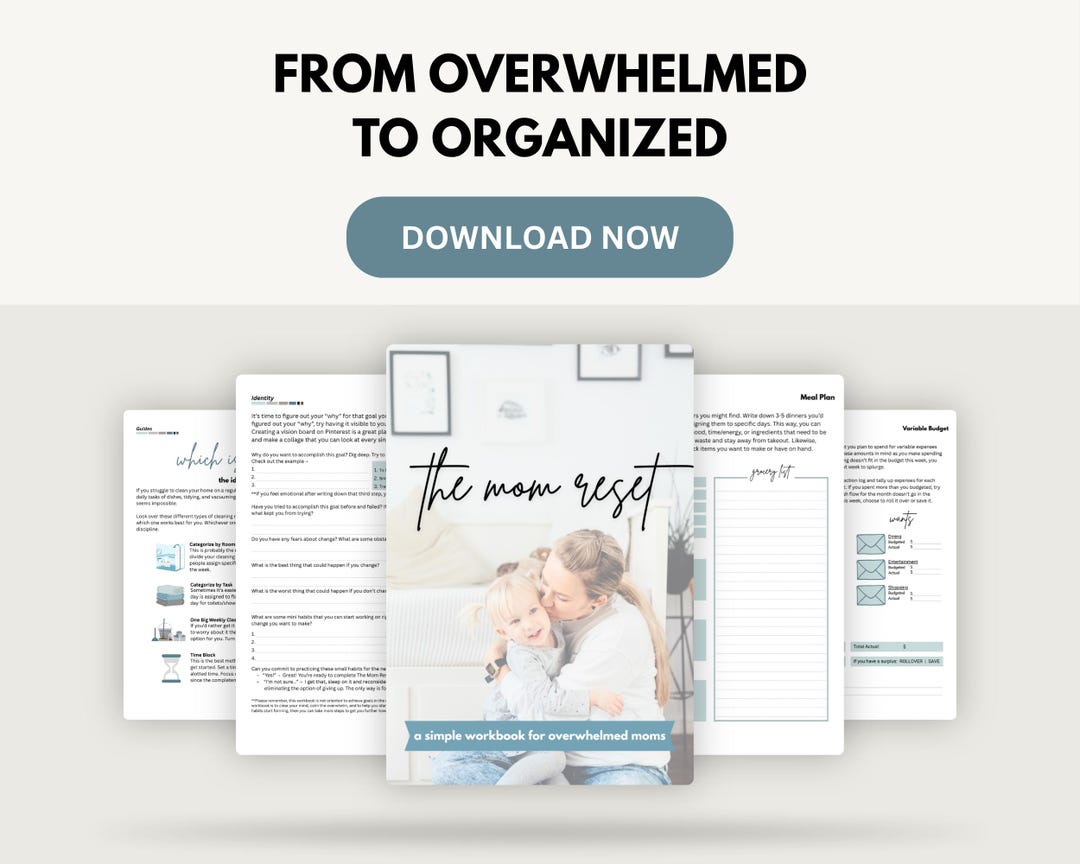 The Mom Reset Workbook Guide | Overwhelmed Moms | Digital Workbook ...