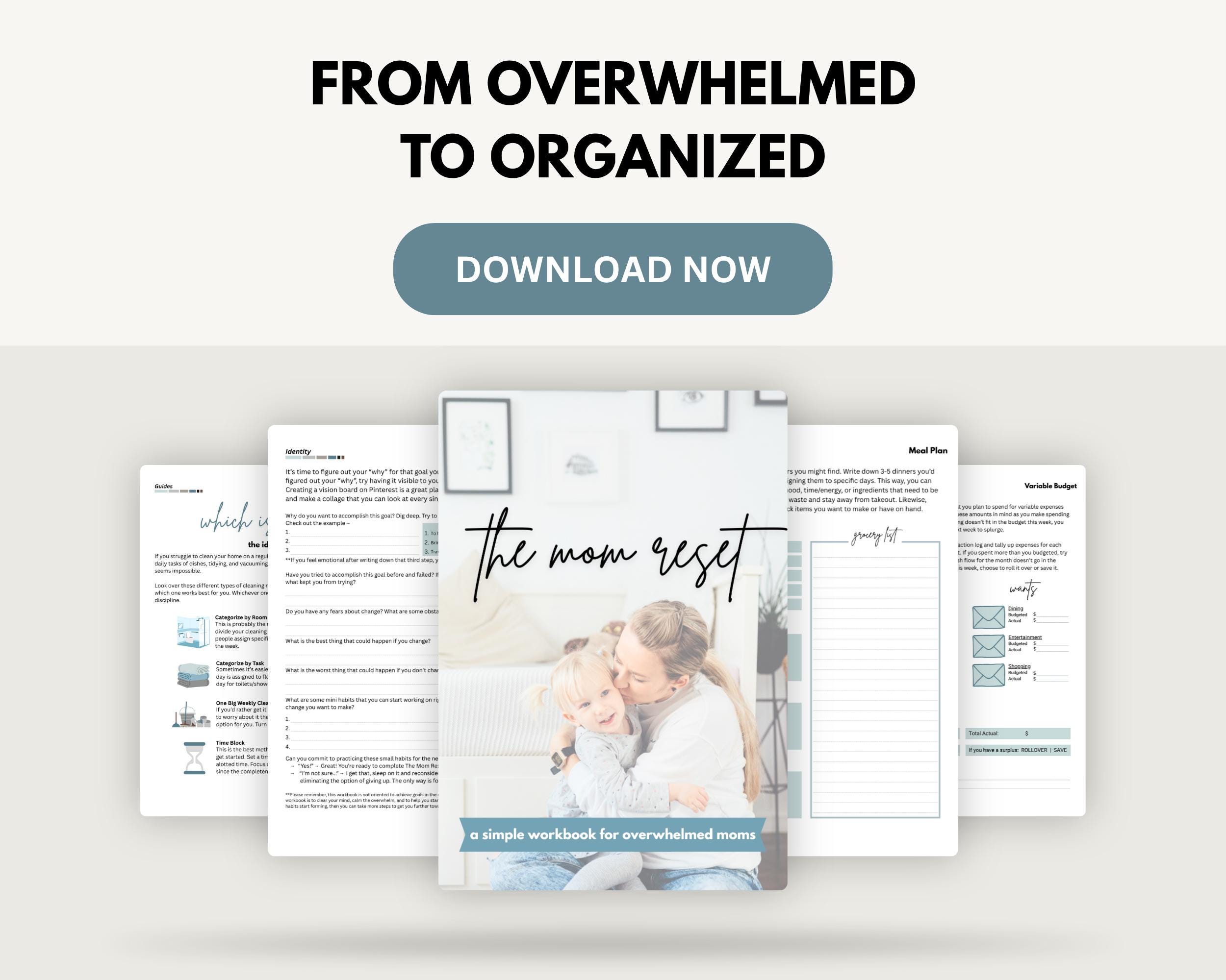 The Mom Reset Workbook Guide | Overwhelmed Moms | Digital Workbook ...