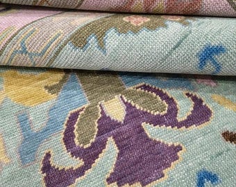 Pastel Oushak Rug 5x8 8x10 Hand Knotted Turkish Wool Area Rug Vintage Floral Carpet