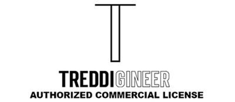 May include: A black and white logo featuring the text "TREDDI GINEER" in a bold font, with a graphic of a "T" above it. The words "AUTHORIZED COMMERCIAL LICENSE" are below in a smaller font.