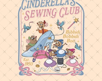 Jaq & Gus Gus Descarga digital, Disney Cinderella's Sewing Club Png, Disneyland Cinderella Est 1950 Png, Disney Princess Sewing Png