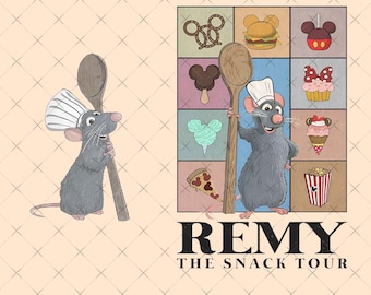 Divertido Remy Mouse The Snack Tour Vintage Png, Ratatouille Cualquiera puede cocinar Png, Regalo de Magic Kingdom 2026, Sudaderas, Regalos adecuados para todos