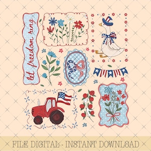 Cottagecore Floral USA Goose Png, Patriotic Coquette, Independence Day Png, 4th Of July png, Cottagecore Goose Strawberry PNG, Vintage Farm