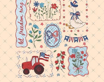 Cottagecore Floral USA Goose Png, Patriotic Coquette, Independence Day Png, 4th Of July png, Cottagecore Goose Strawberry PNG, Vintage Farm