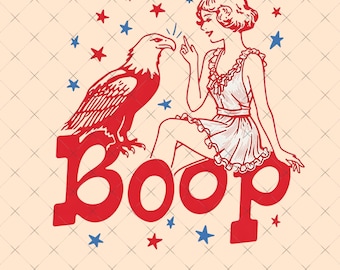 Boop Eagle Patriotic PNG, Funny Patriotic Vintage Girl Boop Eagle Graphic Design Shirt, 4th July Retro America, Instant Download