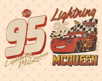 Immagine PNG di Saetta McQueen in stile retrò a due lati, Disney Cars PNG, Disney Pixar Cars, Cars Family Vacation 2026