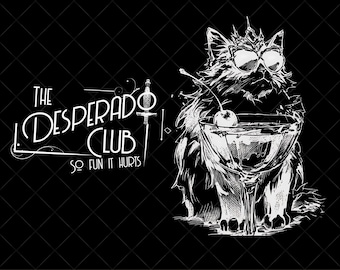 Paquete de PNG de Desperado Club Cat Cocktail, archivo digital Dirty Shirley, gato divertido bebiendo, paquete Dungeon Crawler Carl Princess Donut Cat PNG