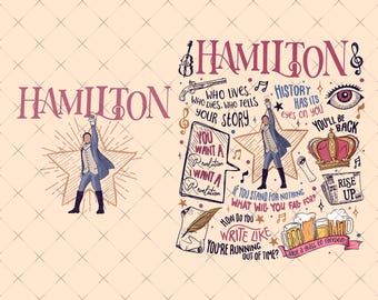 Hamilton Musical Stamps PNG, The Schuyler Sisters Work Clipart, Alexander Hamilton Printable Design, Broadway Fan Art Digital Download