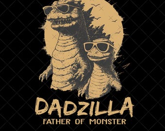 Custom Dadzilla File Digital Printable, Funny Retro Father and Son Dinosaur PNG, Cool Dadzilla and Kids Father’s Day PNG, Godzilla Dad PNG