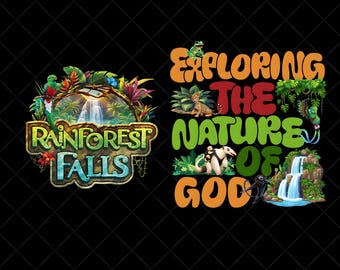 Rainforest Falls VBS 2026 Png, Exploring the Nature of God Png, Custom VBS Volunteer Png Jungle Bible School Png, Church Group Png