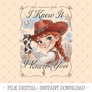Watercolors TS Jessie Toy Story 5 Digital Download, Vintage I Knew It I Knew You, Disneyland Toy Story Family Matching Png image 1