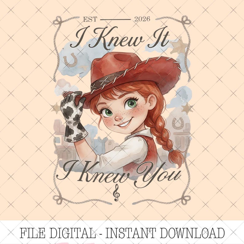 Watercolors TS Jessie Toy Story 5 Digital Download, Vintage I Knew It I Knew You, Disneyland Toy Story Family Matching Png image 1