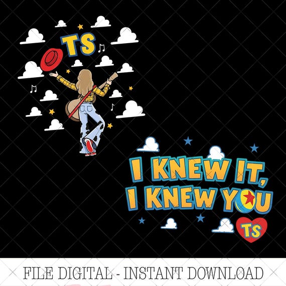 Toy Story TS I Knew It I Knew You PNG Design, Western Cowgirl Digital Download, Birthday Era Graphic for T-Shirt Mug Sticker