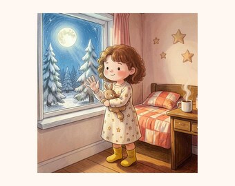 Twinkle Twinkle Little Star | 5×7 Wall Art Print | Fairy Tale | Digital Download | Coral Penguin