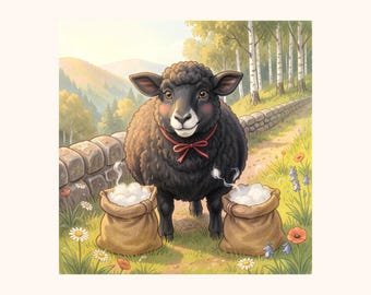 Baa Baa Black Sheep | 5×7 Wall Art Print | Fairy Tale | Digital Download | Coral Penguin