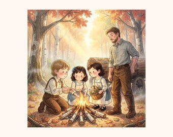 Hansel And Gretel | 5×7 Wall Art Print | Fairy Tale | Digital Download | Coral Penguin