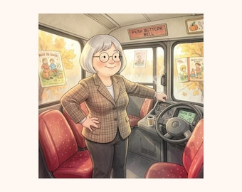 The Wheels on the Bus | 5×7 Wall Art Print | Fairy Tale | Digital Download | Coral Penguin