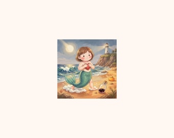 Little Mermaid | 10×10 Wall Art Print | Fairy Tale | Digital Download | Coral Penguin