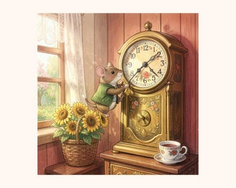 Hickory Dickory Dock | 5×7 Wall Art Print | Fairy Tale | Digital Download | Coral Penguin