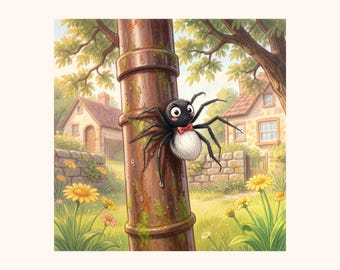 Itsy Bitsy Spider | 5×7 Wall Art Print | Fairy Tale | Digital Download | Coral Penguin