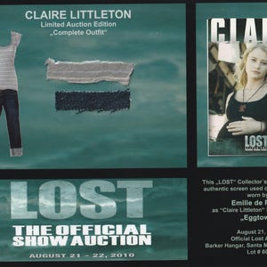 Lost Series - original costume card - Prop of Emilie de Ravin as Claire Littleton - Lost TV Show - collector's edition limited to 99 pieces