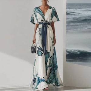 sachin and babi light blue dress La Noche Halter Dress || Moss main image 1
