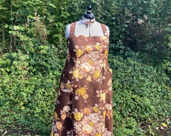 Size 18 Brown Floral Pinafore Dress