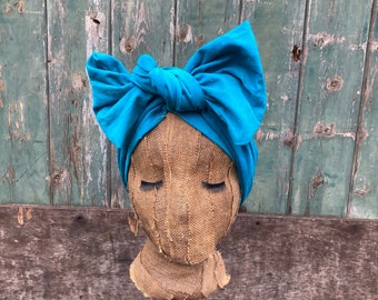 Peacock Blue 1940s Style Turban Headwrap