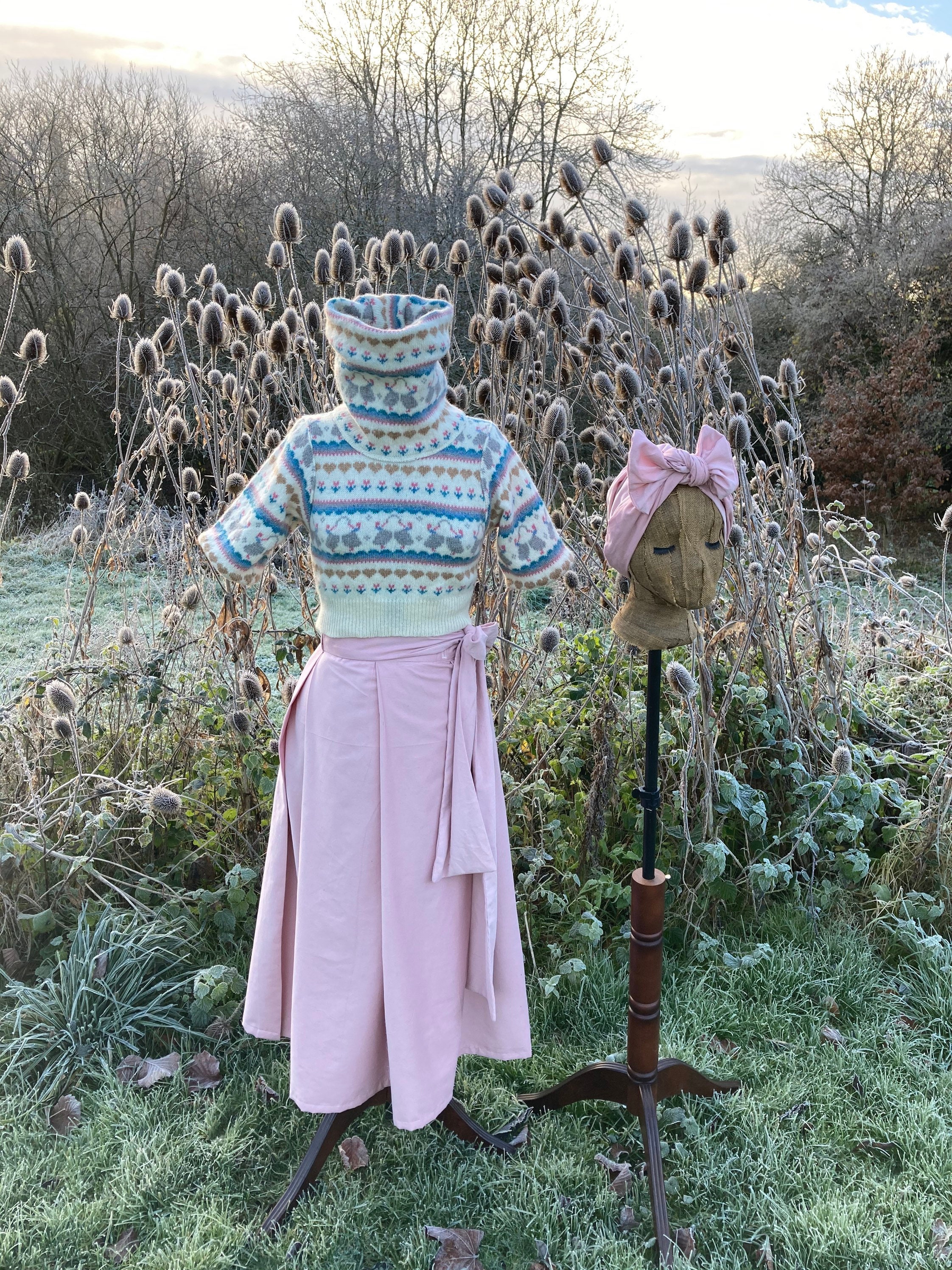 Image of Pale Pink Needlecord S Style Wrap Skirt