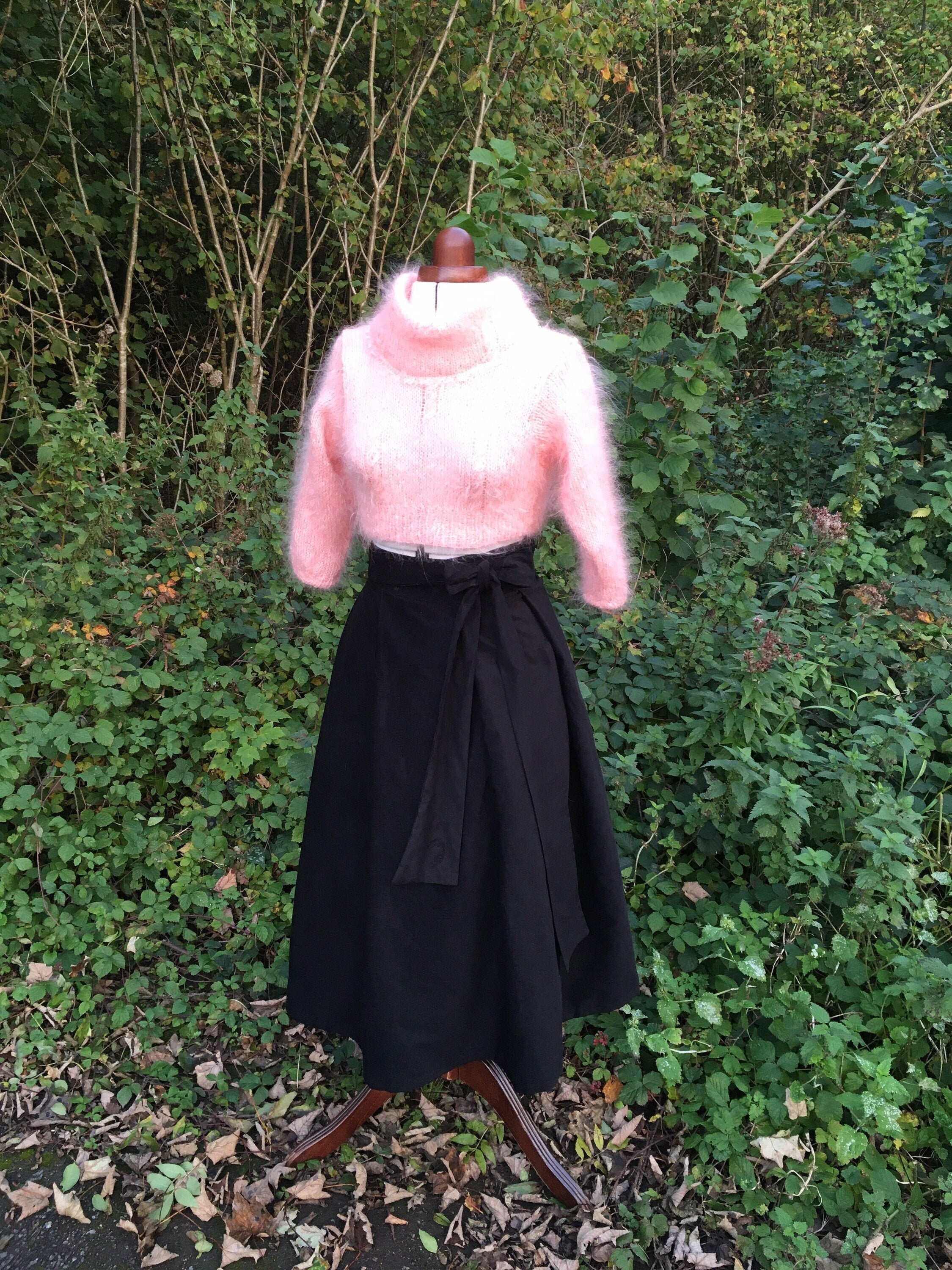 Image of Black Needlecord Full Wrap Skirt