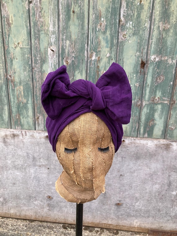 Vibrant Purple Headwrap with Bow SIGNATURE HEADWRAPS – Skipper Avenue main image 3