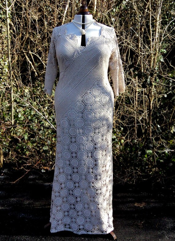Vintage Crocheted Cartwheel Lace Wedding Dress Etsy