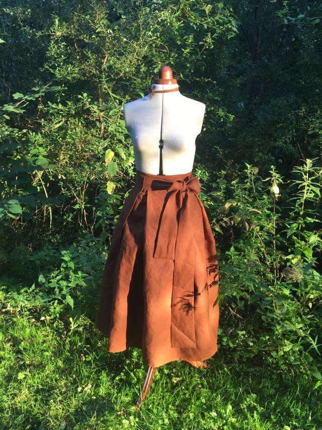 Image of Autumn Linen Wrap Skirt