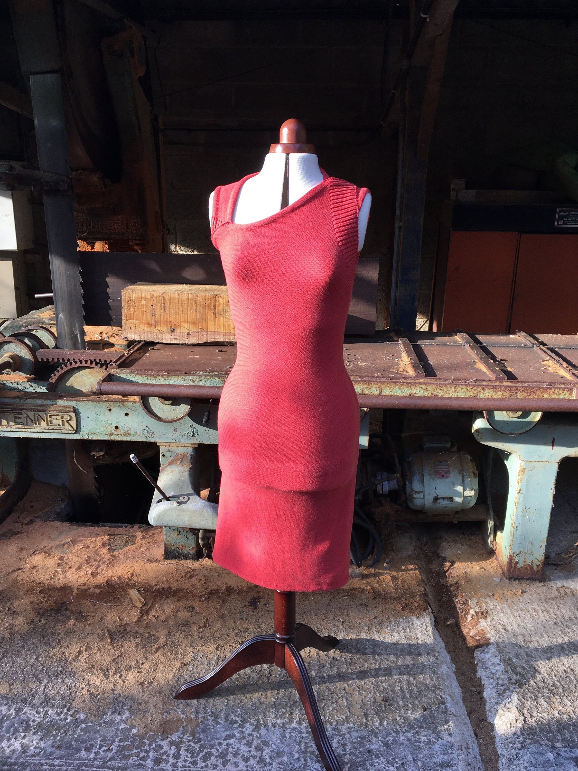 Image of Size - Red Cotton Knitted Dress