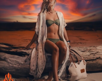 Gewebte Boho häkeln Einkaufstasche - Naturbaumwollmarkt Umhängetasche