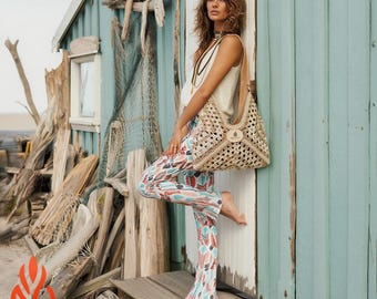 Gehäkelte Strick-Einkaufstasche - Atmungsaktive Boho-Sommer-Umhängetasche | Leichter Alltag Tragen | Boha Zucker