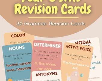 Year 6 SATs Revision Cards | KS2 SPaG Grammar Flashcards | SATs Printable Revision Cards | Primary Grammar Study Cards | Teacher Resource
