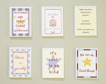 Neutral Classroom Motivational Posters | Growth Mindset Poster Bundle | Classroom Decor for Nursery & Primary | Printable Teacher Wall Art