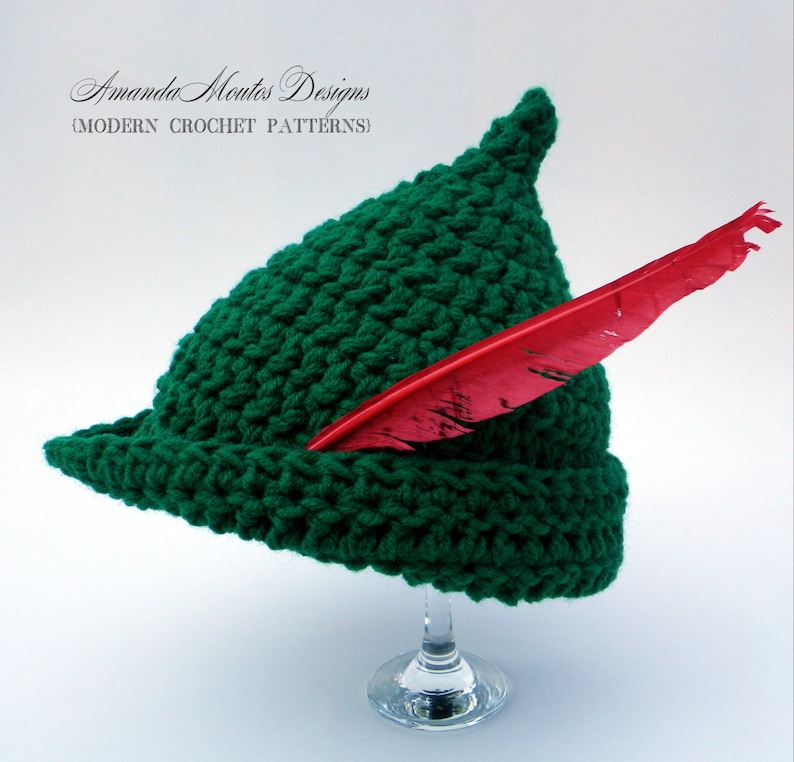 INSTANT Download Elf / Peter Pan / Robin Hood Hat CROCHET PATTERN Pdf File 6 Sizes included Permission to sell finished item image 1