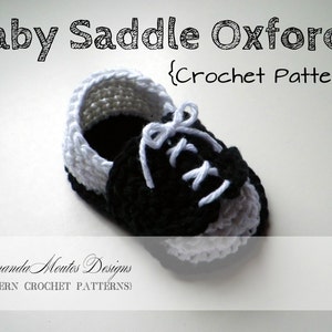 Téléchargement instantané Baby Saddle Oxfords CROCHET PATTERN Baby Shoes Pdf File 2 Sizes Permission de vendre l'article fini image 2