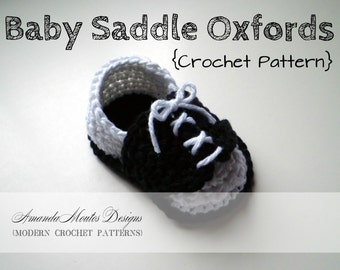 INSTANT Download - Baby Saddle Oxfords CROCHET PATTERN Baby Shoes Pdf File - 2 Sizes - Permission to sell finished item