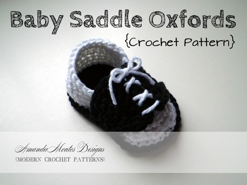 INSTANT Download Baby Saddle Oxfords CROCHET PATTERN Baby Shoes Pdf File 2 Sizes Permission to sell finished item image 1