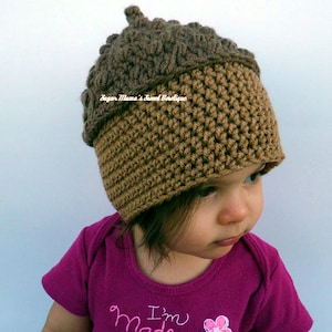 INSTANT Download - Acorn Hat CROCHET PATTERN Pdf File - 6 Sizes included: from Newborn to Adult - Permission to sell finished item