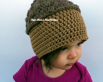 INSTANT Download - Acorn Hat CROCHET PATTERN Pdf File - 6 Sizes included: from Newborn to Adult - Permission to sell finished item