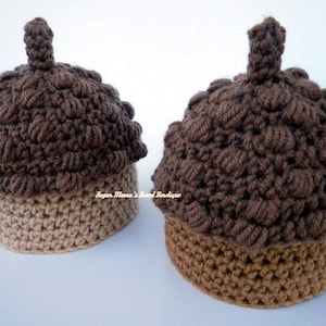 INSTANT Download - Acorn Hat CROCHET PATTERN Pdf File - 6 Sizes included: from Newborn to Adult - Permission to sell finished item