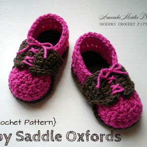 INSTANT Download Baby Saddle Oxfords CROCHET PATTERN Baby Shoes Pdf File 2 Sizes Permission to sell finished item image 2