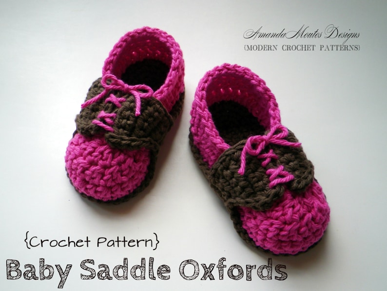 Téléchargement instantané Baby Saddle Oxfords CROCHET PATTERN Baby Shoes Pdf File 2 Sizes Permission de vendre l'article fini image 1